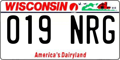 WI license plate 019NRG