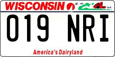 WI license plate 019NRI