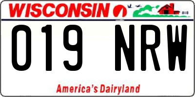 WI license plate 019NRW