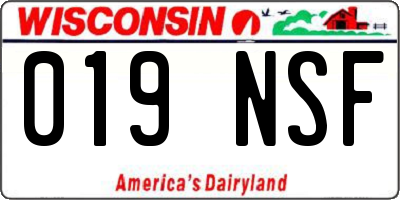 WI license plate 019NSF