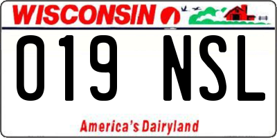 WI license plate 019NSL