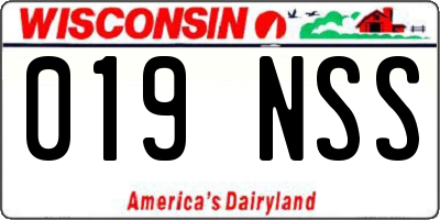 WI license plate 019NSS