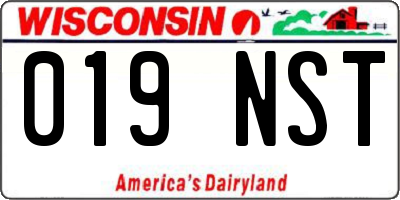 WI license plate 019NST