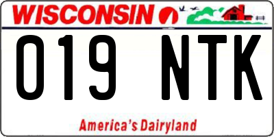 WI license plate 019NTK