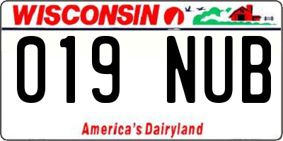 WI license plate 019NUB