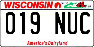 WI license plate 019NUC