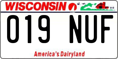 WI license plate 019NUF