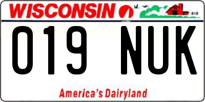 WI license plate 019NUK