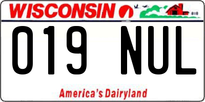 WI license plate 019NUL
