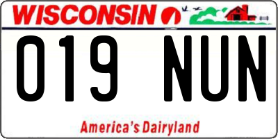 WI license plate 019NUN