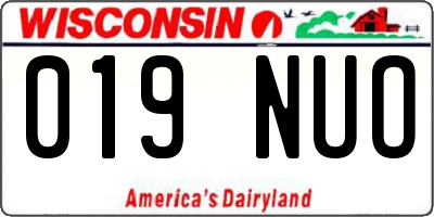WI license plate 019NUO