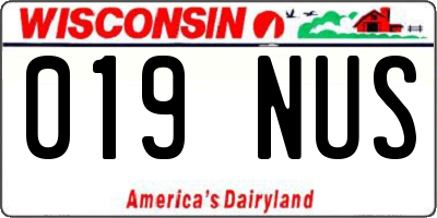 WI license plate 019NUS