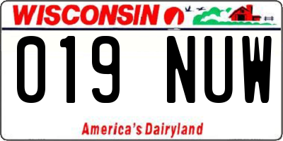 WI license plate 019NUW