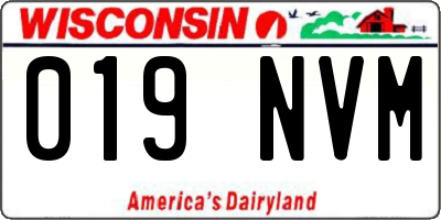 WI license plate 019NVM