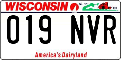 WI license plate 019NVR