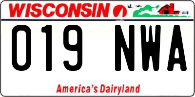 WI license plate 019NWA