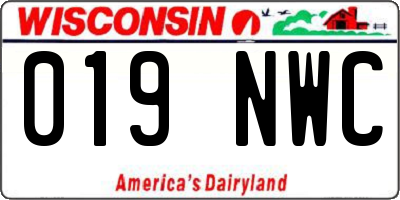 WI license plate 019NWC