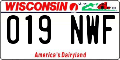 WI license plate 019NWF