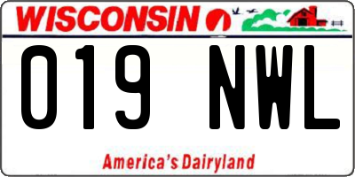 WI license plate 019NWL