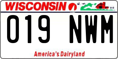 WI license plate 019NWM