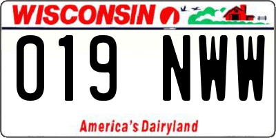 WI license plate 019NWW