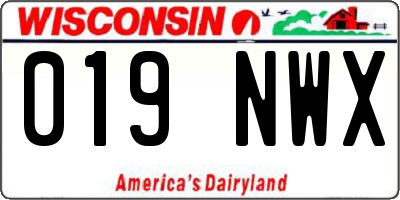 WI license plate 019NWX