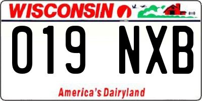 WI license plate 019NXB
