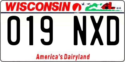 WI license plate 019NXD