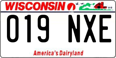 WI license plate 019NXE