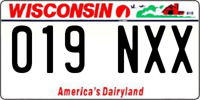 WI license plate 019NXX