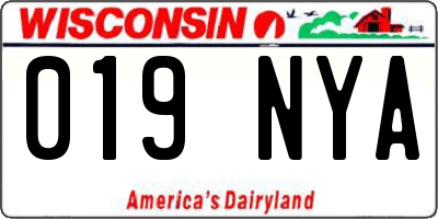 WI license plate 019NYA