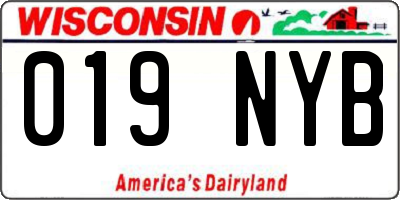 WI license plate 019NYB