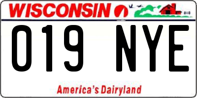 WI license plate 019NYE