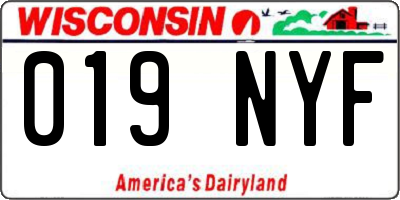 WI license plate 019NYF