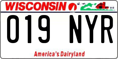 WI license plate 019NYR