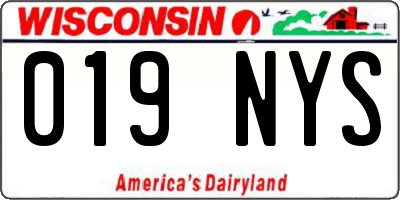 WI license plate 019NYS