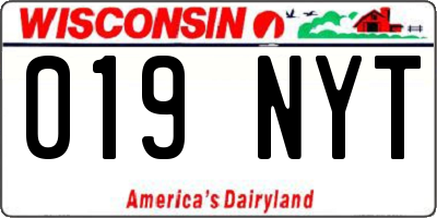 WI license plate 019NYT