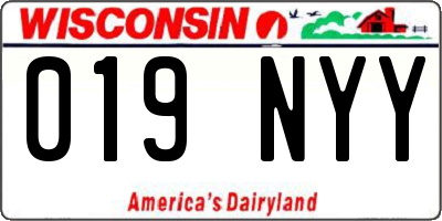 WI license plate 019NYY