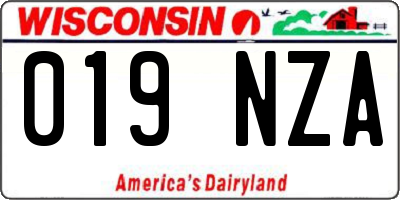 WI license plate 019NZA