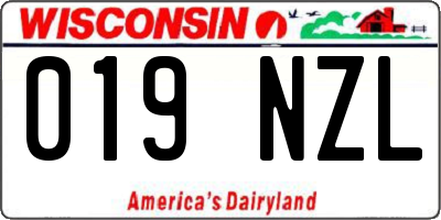 WI license plate 019NZL