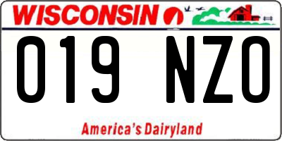 WI license plate 019NZO