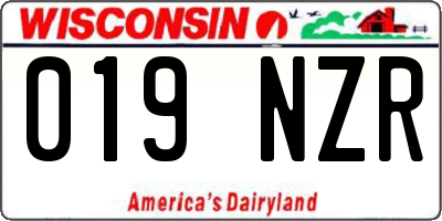 WI license plate 019NZR