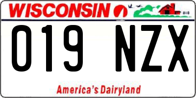 WI license plate 019NZX