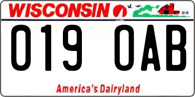 WI license plate 019OAB