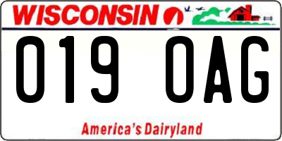 WI license plate 019OAG