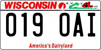 WI license plate 019OAI