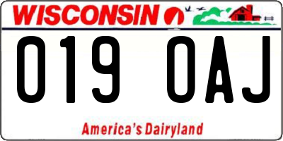 WI license plate 019OAJ