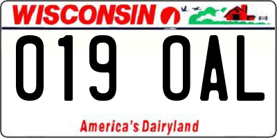 WI license plate 019OAL