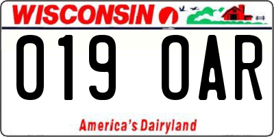 WI license plate 019OAR