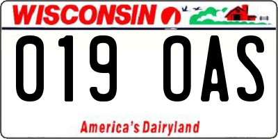 WI license plate 019OAS
